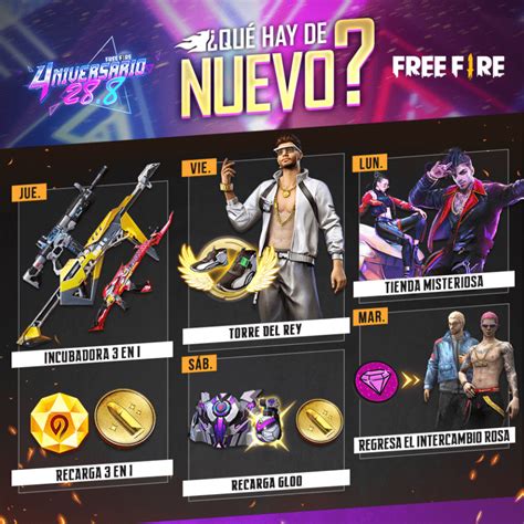 Feb 13, 2024 ... La agenda semanal de Free Fire lanza una serie de novedades que irá liberando día con día, del 14 al 20 de febrero del 2024, así que, si no ...